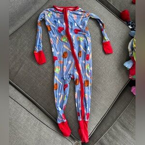 Little Sleepies Light Blue and Red Pajama Set Vibrant and Comfortable